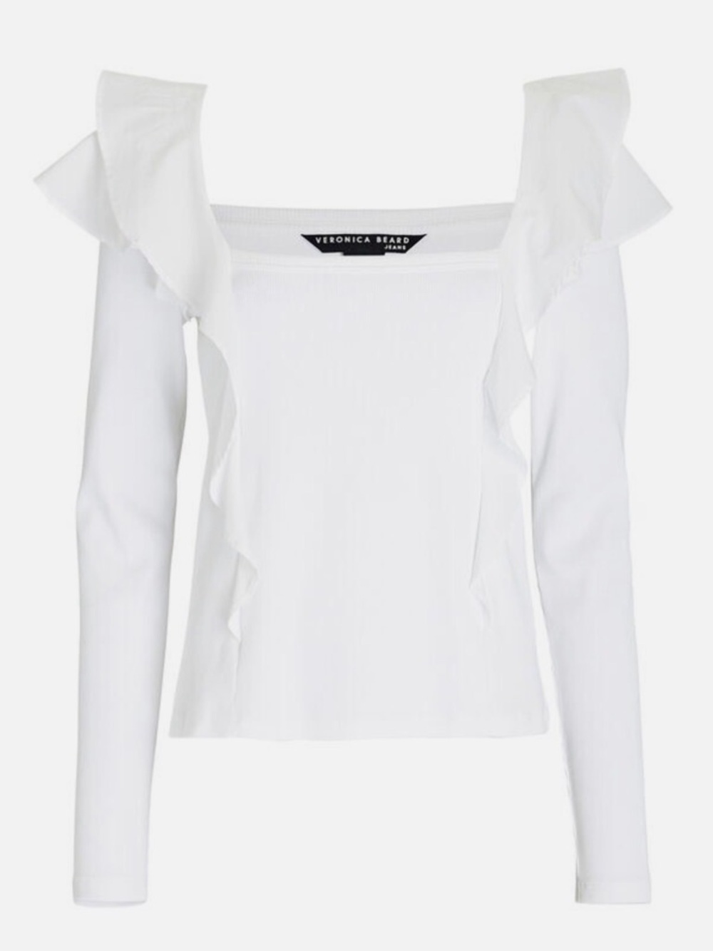Veronica Beard White Long Sleeve Gidea Ruffled Poplin Shirt NWT - Picture 1 of 8